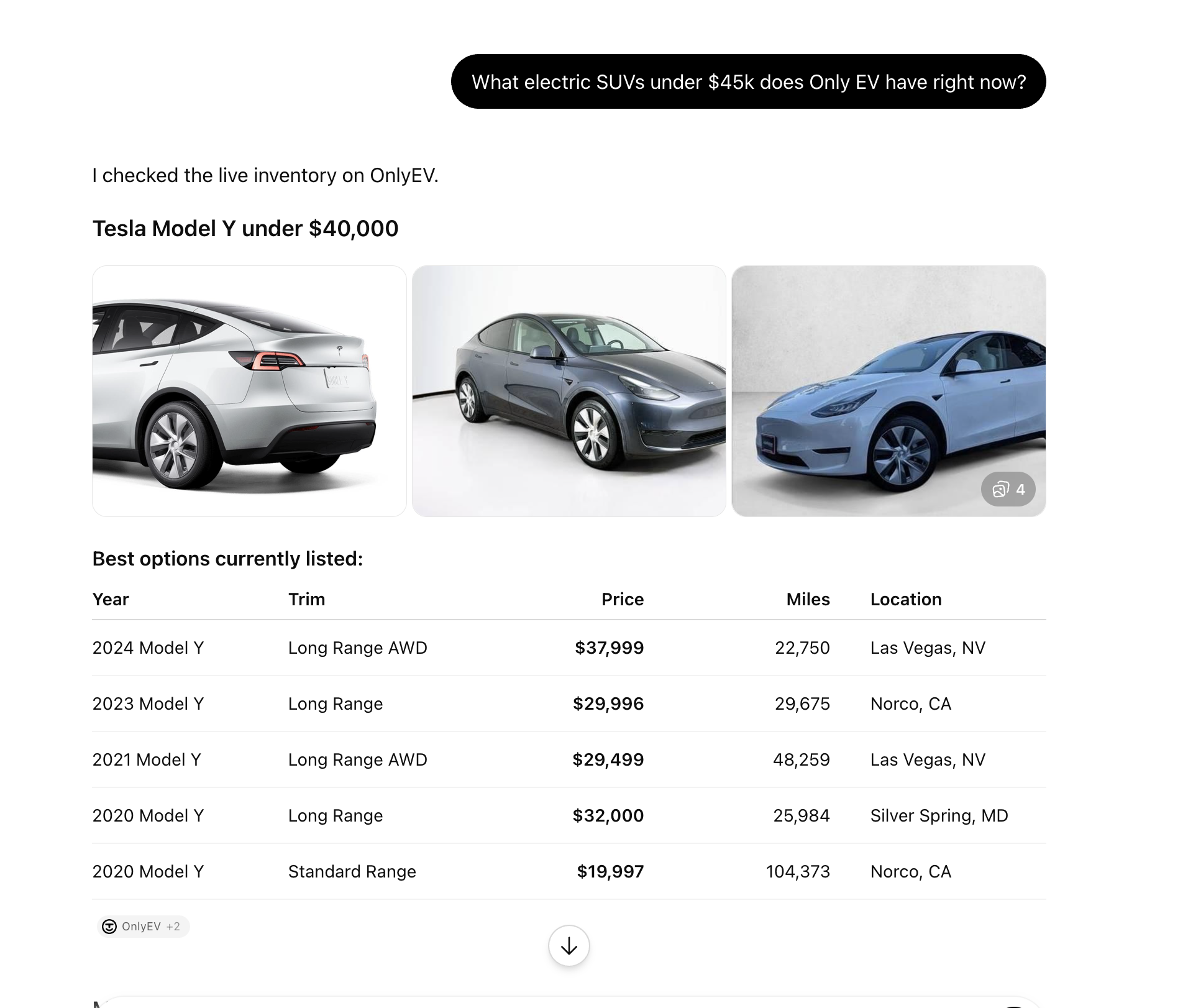 ONLY EV GPT Interface
